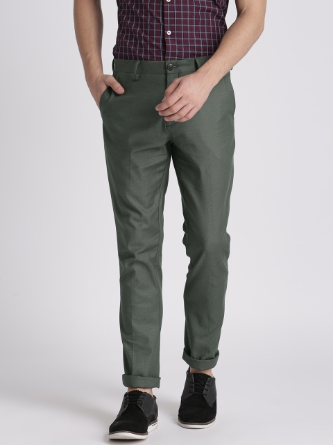 

Splash Men Olive Green Regular Fit Solid Casual Trousers