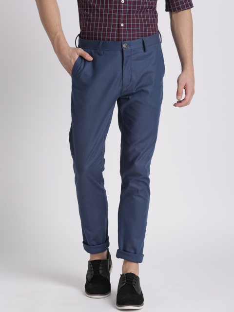 

Splash Men Blue Regular Fit Self-Design Casual Trousers