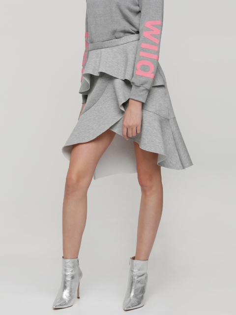 

Splash Grey Melange Ruffled Tulip Skirt