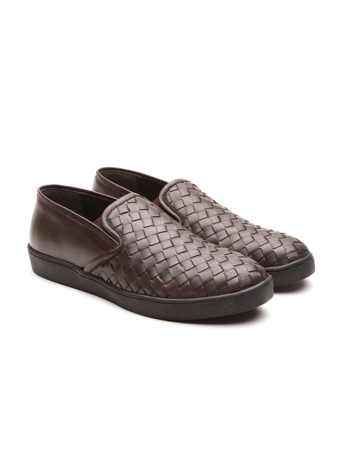 

Carlton London Men Coffee Brown Textured Slip-On Sneakers