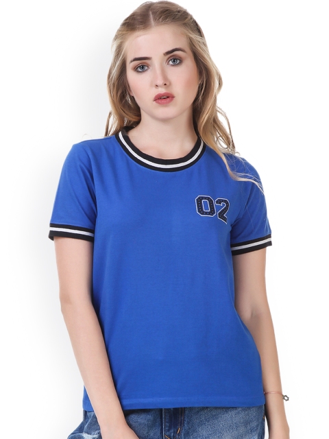 

Texco Women Blue Solid Round Neck T-shirt