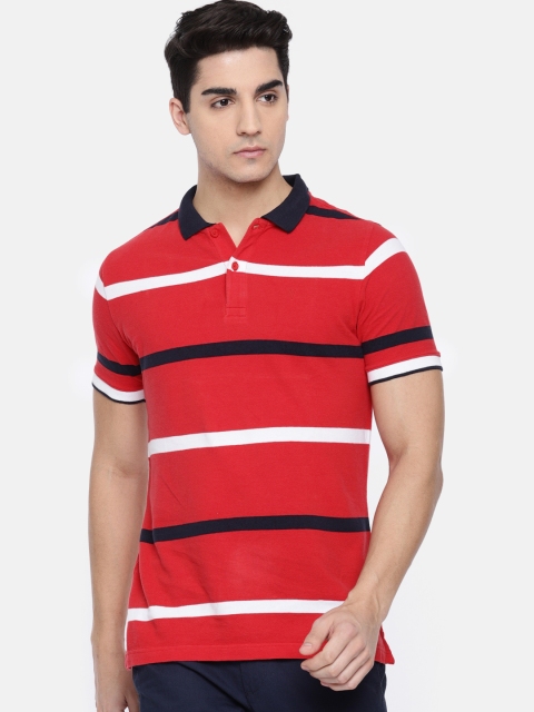 

Van Heusen Men Red & White Striped Polo Collar T-shirt