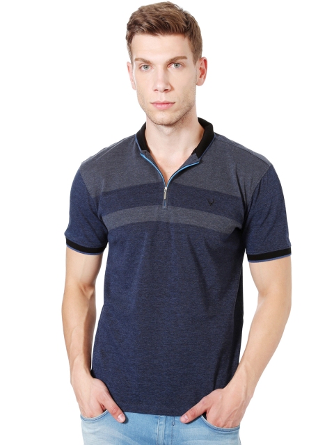 

Allen Solly Men Navy Striped Polo Collar T-shirt, Navy blue