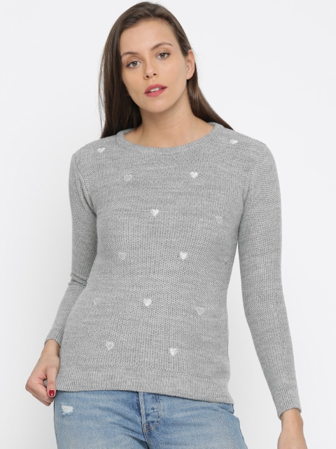 

Honey by Pantaloons Women Grey Melange Self Design Pullover