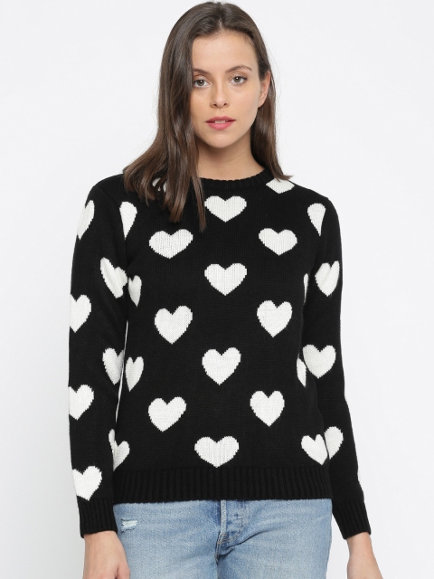 

Honey by Pantaloons Women Black & White Self-Design Pullover