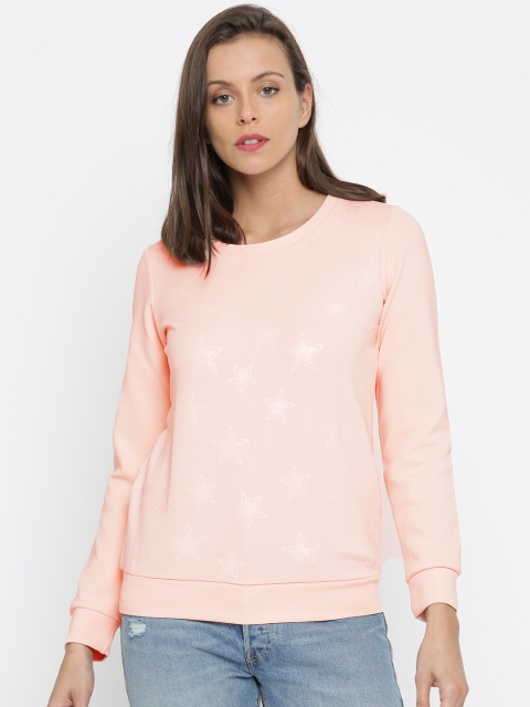 

Honey by Pantaloons Women Peach-Coloured Self Design Sweatshirt