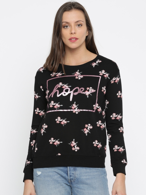 

Honey by Pantaloons Women Black & Pink Printed Sweatshirt