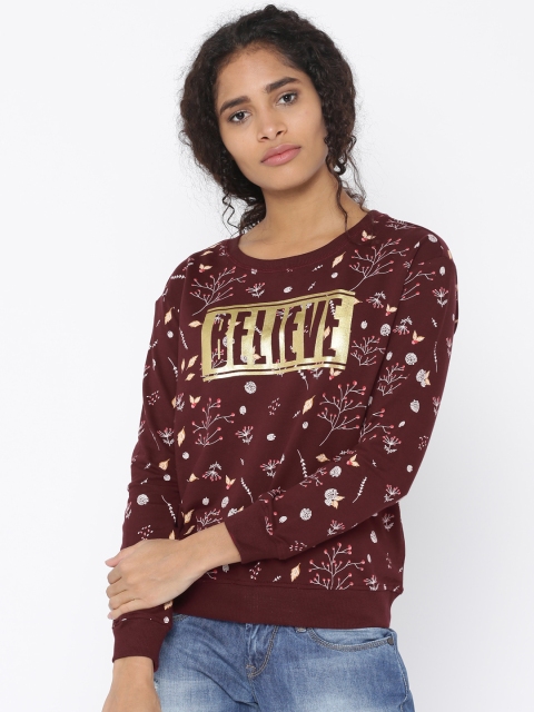 

Honey by Pantaloons Women Burgundy Printed Sweatshirt