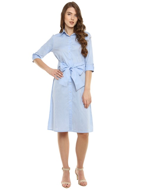 

Miss Chase Women Blue Solid Shirt Dress