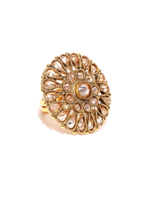

Alamod Gold-Plated American Diamond-Studded Floral Ring