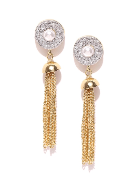 

Alamod Gold-Plated Stone-Studded Tasselled Earrings