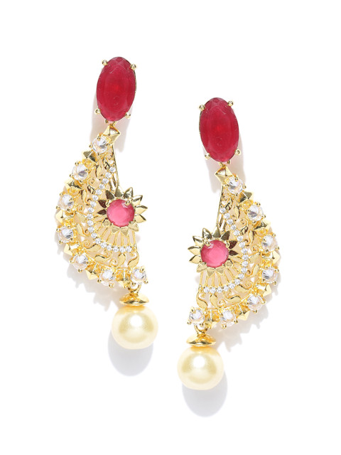 

Alamod Red Gold-Plated Teardrop Shaped Drop Earrings