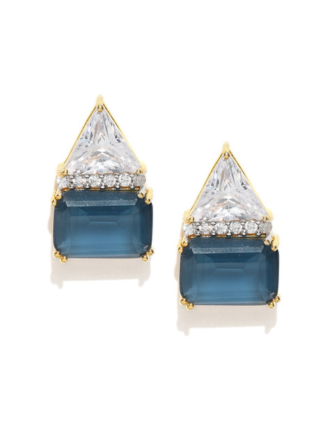 

Alamod Blue & Off-White Gold-Plated Geometric Stud Earrings