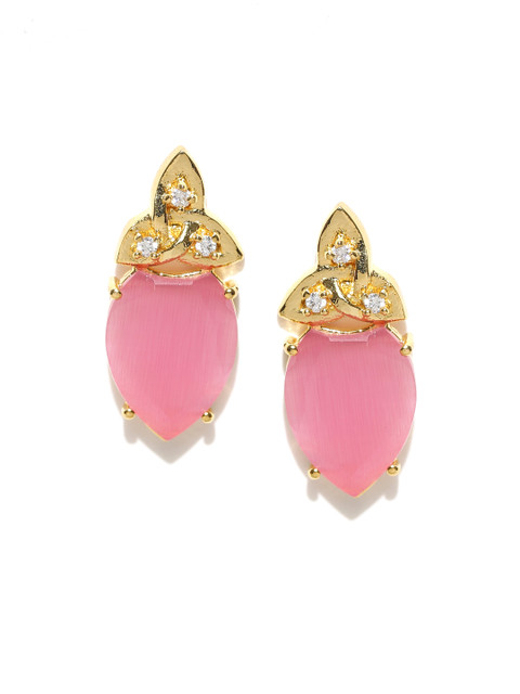 

Alamod Pink Gold-Plated Oval Stone Studs