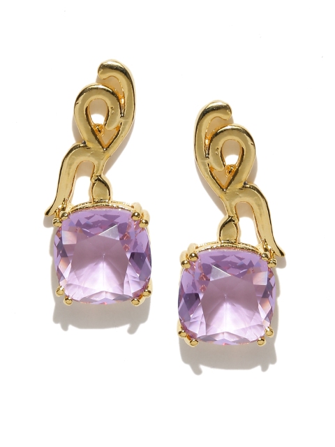 

Alamod Purple Gold-Plated Square Drop Earrings
