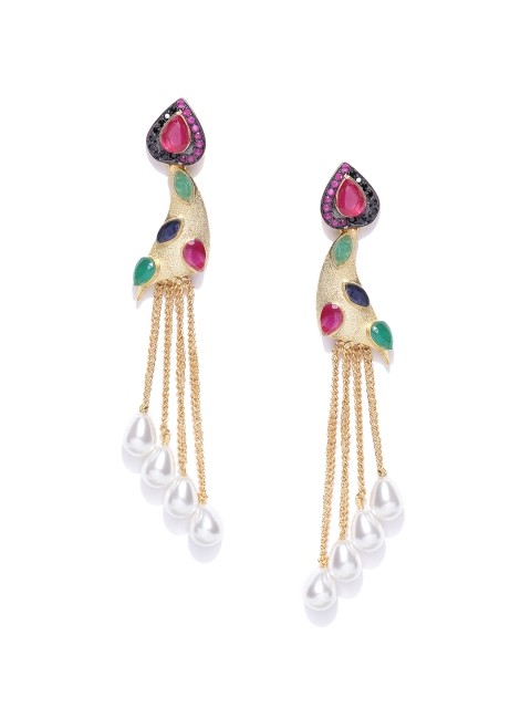 

Alamod Multicoloured Gold-Plated Tasselled Earrings, Multi