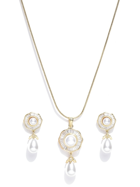 

Alamod Gold-Plated CZ Stone-Studded Beaded Jewellery Set