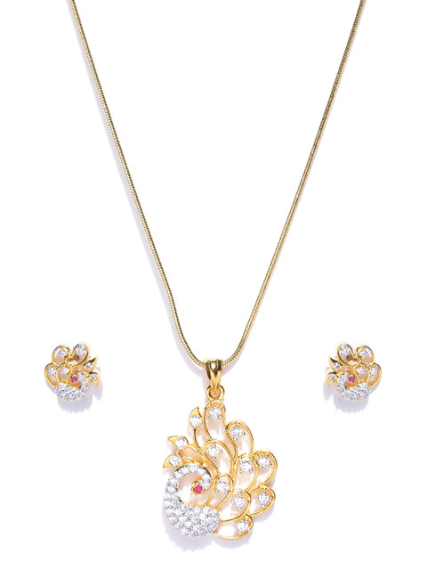 

Alamod Gold-Plated CZ Stone-Studded Jewellery Set