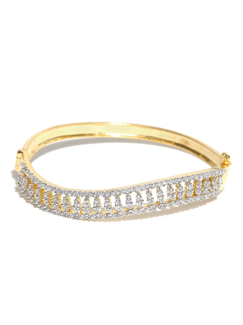 

Alamod Off-White Gold-Plated Stone-Studded Bangle-Style Bracelet