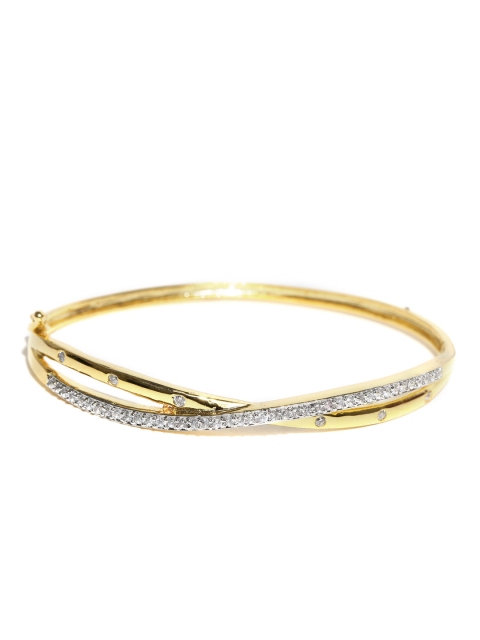 

Alamod Off-White Gold-Plated Stone-Studded Bangle-Style Bracelet