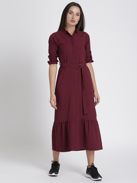 

Chemistry Women Burgundy Solid A-Line Dress