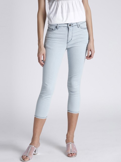 

Chemistry Women Blue Mid-Rise Clean Look Cropped Stretchable Jeans