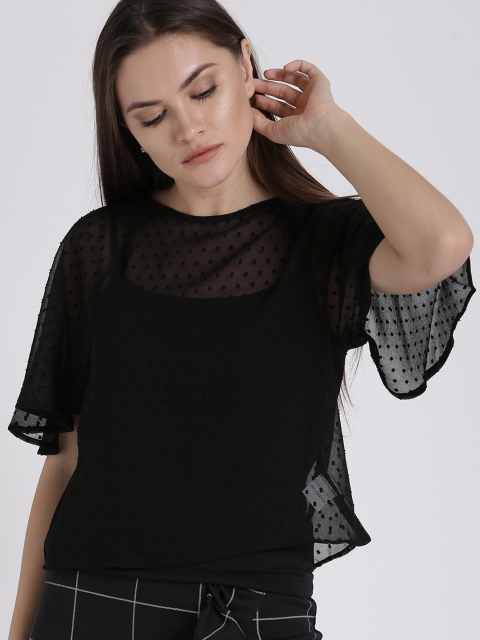 

Chemistry Women Black Self Design Top