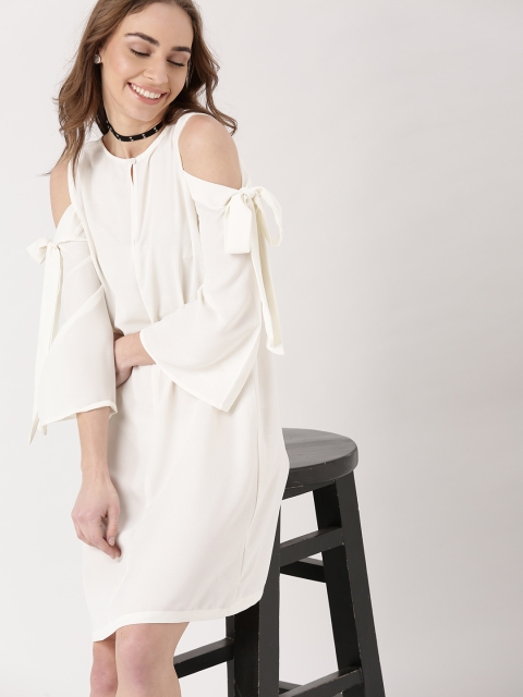 

DressBerry Women Off-White Solid A-Line Dress