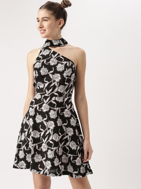 

DressBerry Women Black Printed A-Line Dress