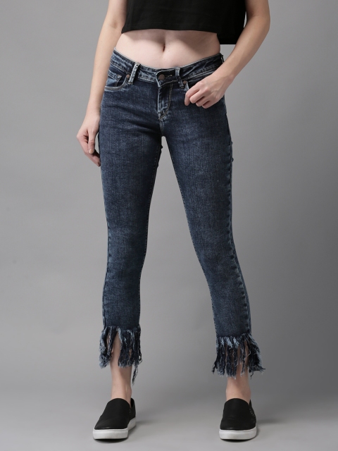 

HERE&NOW Women Blue Skinny Fit Mid-Rise Clean Look Cropped Stretchable Jeans