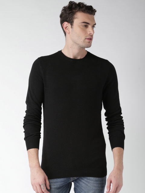 

Celio Men Black Self Design Pullover