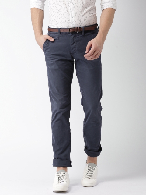 

Celio Men Navy Blue Straight Fit Solid Chinos