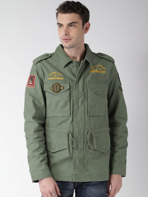 

Celio Men Olive Green Solid Open Front Jacket