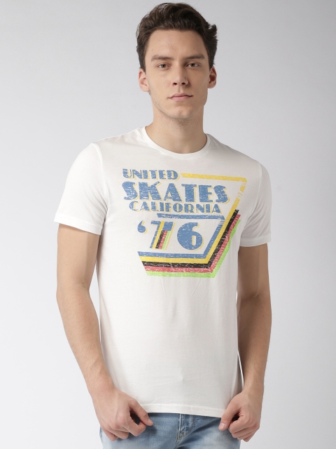 

Celio Men Off-White Printed Round Neck T-shirt