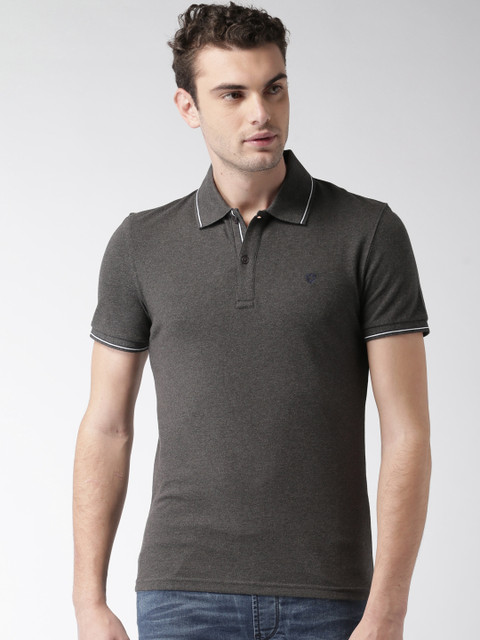 

Celio Men Charcoal Grey Solid Polo Collar T-shirt