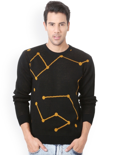 

Peter England Casuals Men Black & Yellow Woollen Pullover