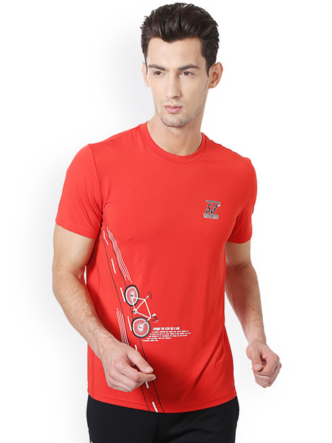 

Peter England Casuals Men Red Printed Round Neck T-shirt