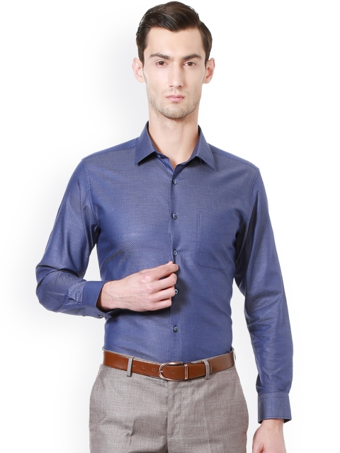 

Peter England Elite Men Blue Regular Fit Self Design Formal Shirt