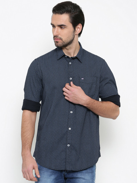 

Arrow Sport Men Black & Navy Blue Slim Fit Printed Casual Shirt