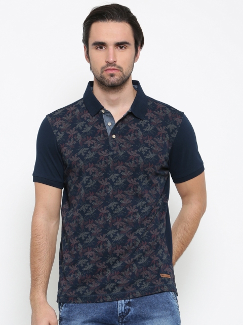 

Arrow Blue Jean Co. Men Navy Printed Polo T-shirt, Navy blue