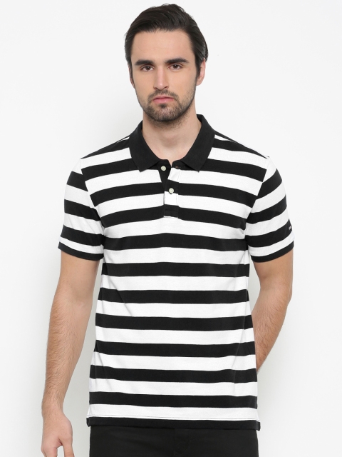 

Arrow Sport Men Navy & White Striped Polo T-shirt, Navy blue