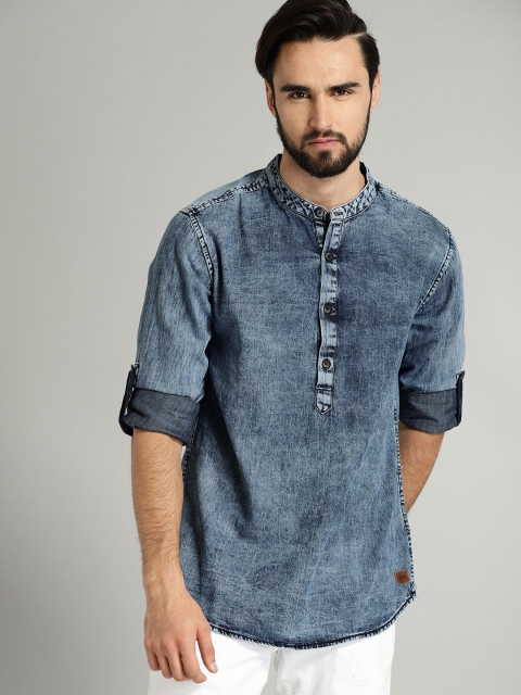 

Roadster Men Blue Regular Fit Faded Chambray Casual Shirt