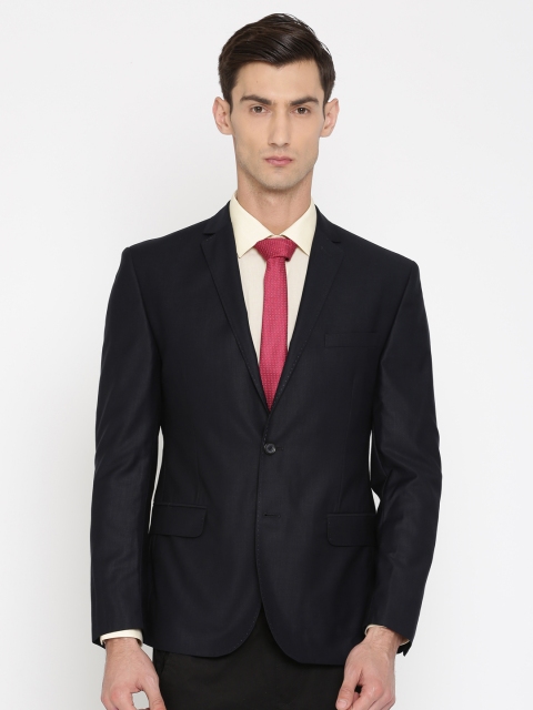 

Peter England Navy Blue Euro Fit Single-Breasted Formal Blazer