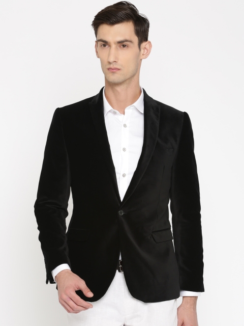 

Peter England Black Single-Breasted Euro Fit Party Blazer