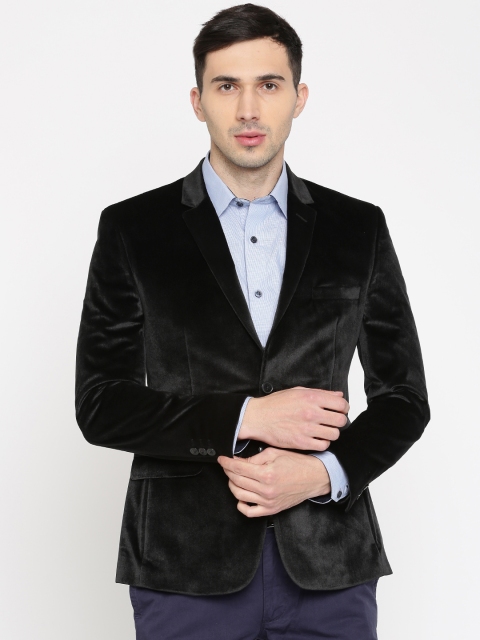 

Peter England Black Single-Breasted Regular Italian Fit Party Blazer, Na