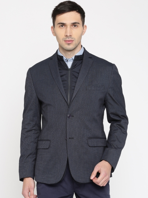 

Peter England Blue Slim Fit Reversible Blazer-cum-Jacket