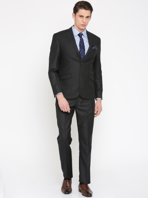 

Peter England Black Slim Euro Fit Single-Breasted Formal Suit, Grey