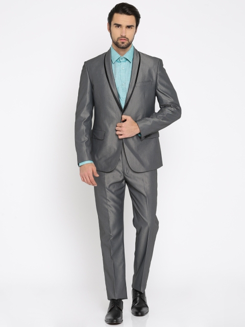 

Peter England Men Grey Regular Euro Fit Single-Breasted Party Suit