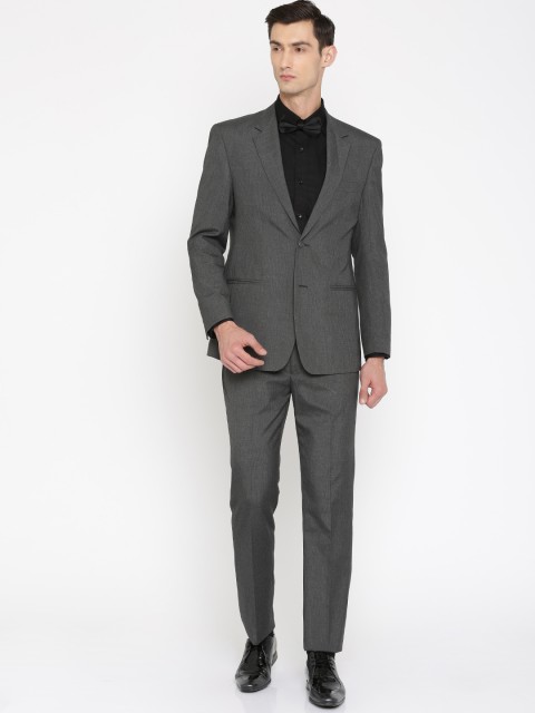 

Peter England Men Grey Striped Slim Fit Single-Breasted Formal Suit