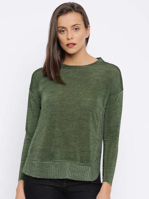

Honey by Pantaloons Women Olive Green Solid Top